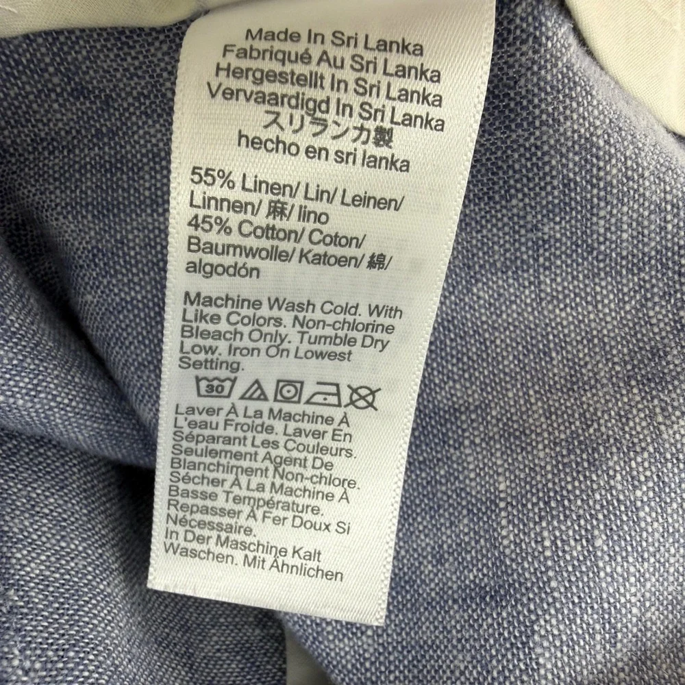 J.Crew Straight Fit Pant Linen Cotton Mens 34x32 Fits (36x32) Blue Lightweight
